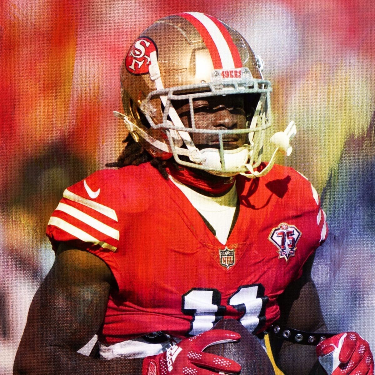 Santa Clara California USA 28th Nov 2021 San Francisco 49ers wide  receiver Deebo Samuel 19 and wide receiver Brandon Aiyuk 11 celebrates  touchdown on Sunday November 28 2021 at Levis Stadium in