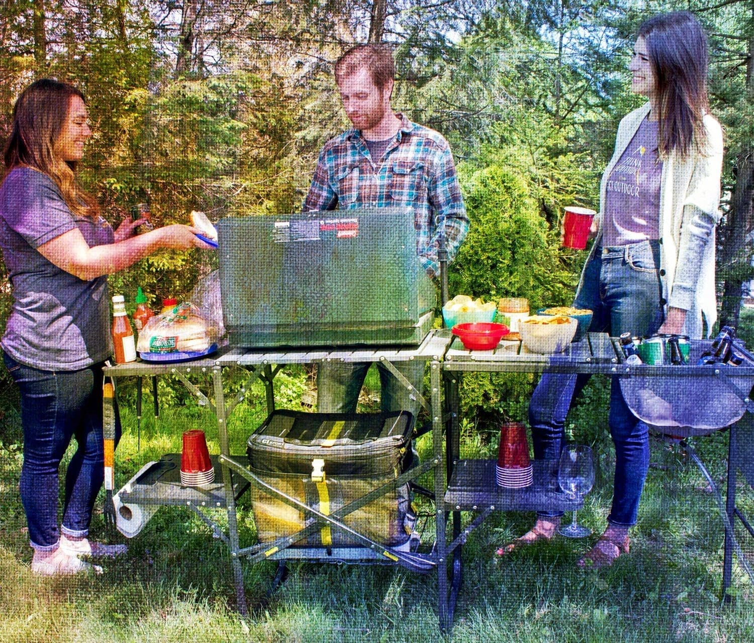 Ozark Trail Deluxe Portable Camp Kitchen Table And Grill Stand